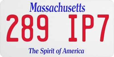 MA license plate 289IP7
