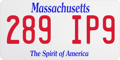 MA license plate 289IP9
