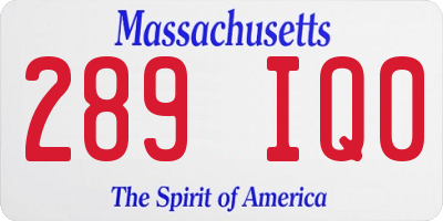 MA license plate 289IQ0