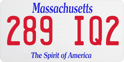 MA license plate 289IQ2