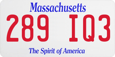MA license plate 289IQ3