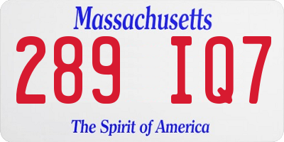 MA license plate 289IQ7