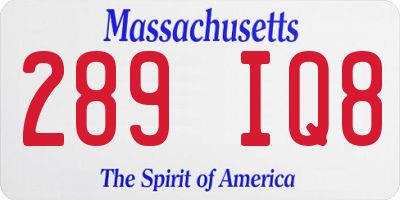 MA license plate 289IQ8