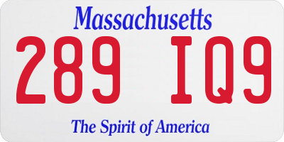 MA license plate 289IQ9
