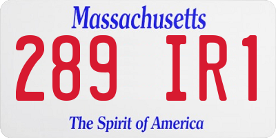 MA license plate 289IR1