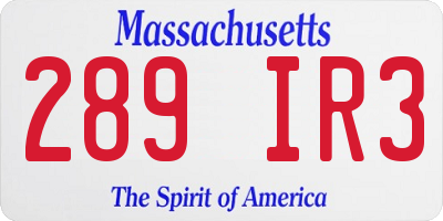 MA license plate 289IR3