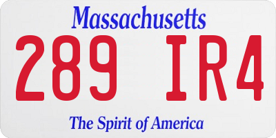 MA license plate 289IR4