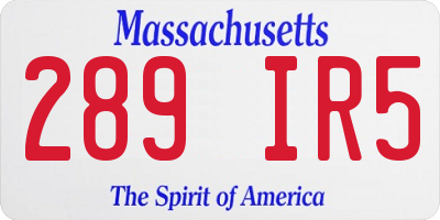 MA license plate 289IR5