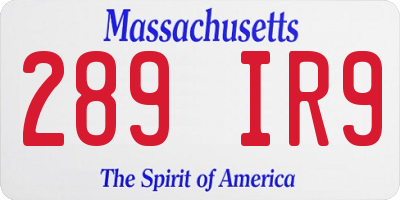 MA license plate 289IR9
