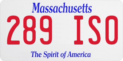 MA license plate 289IS0