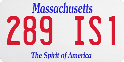 MA license plate 289IS1