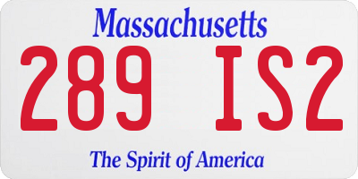 MA license plate 289IS2