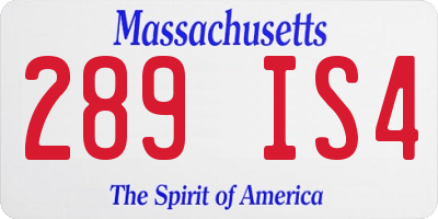 MA license plate 289IS4