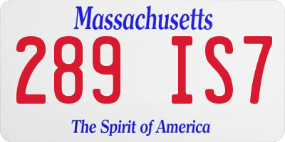 MA license plate 289IS7