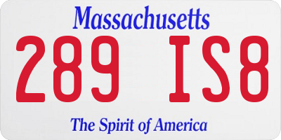 MA license plate 289IS8