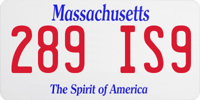 MA license plate 289IS9