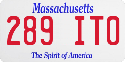 MA license plate 289IT0
