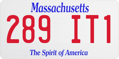 MA license plate 289IT1