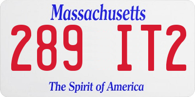 MA license plate 289IT2