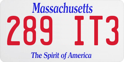 MA license plate 289IT3