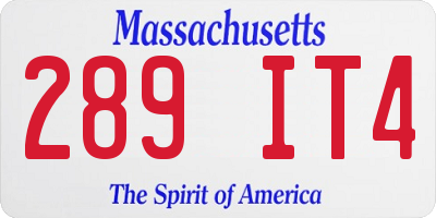 MA license plate 289IT4