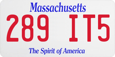 MA license plate 289IT5
