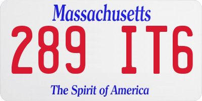 MA license plate 289IT6