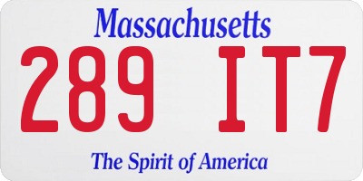 MA license plate 289IT7
