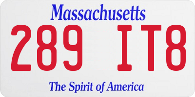 MA license plate 289IT8