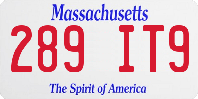 MA license plate 289IT9