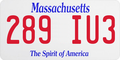 MA license plate 289IU3