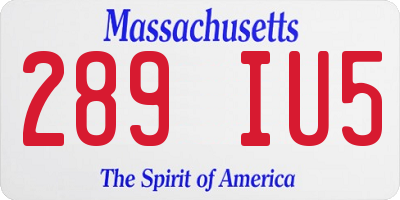 MA license plate 289IU5