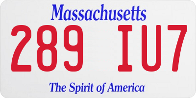 MA license plate 289IU7
