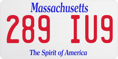 MA license plate 289IU9