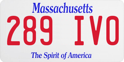 MA license plate 289IV0