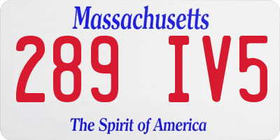MA license plate 289IV5