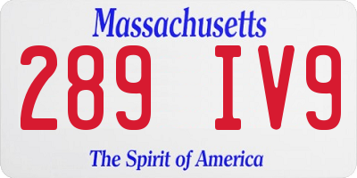 MA license plate 289IV9