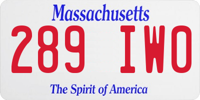 MA license plate 289IW0