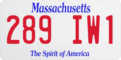 MA license plate 289IW1