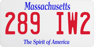 MA license plate 289IW2