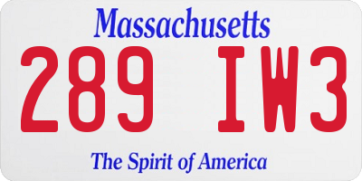 MA license plate 289IW3
