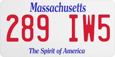 MA license plate 289IW5