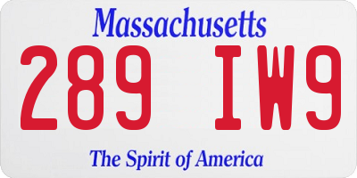MA license plate 289IW9