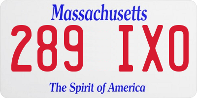 MA license plate 289IX0
