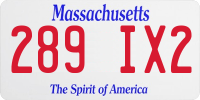 MA license plate 289IX2