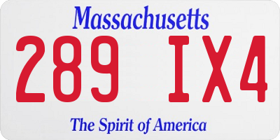 MA license plate 289IX4