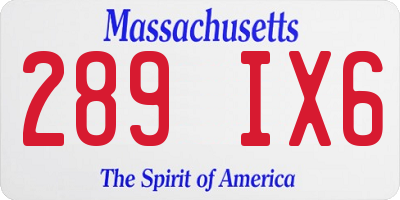 MA license plate 289IX6