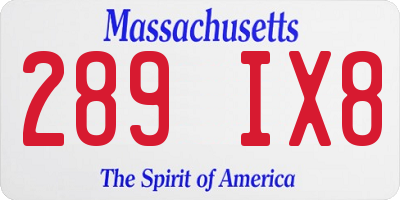MA license plate 289IX8