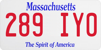 MA license plate 289IY0