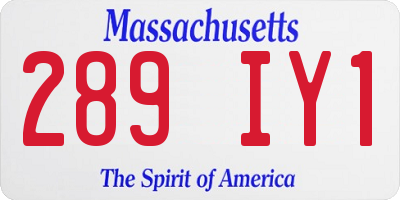 MA license plate 289IY1